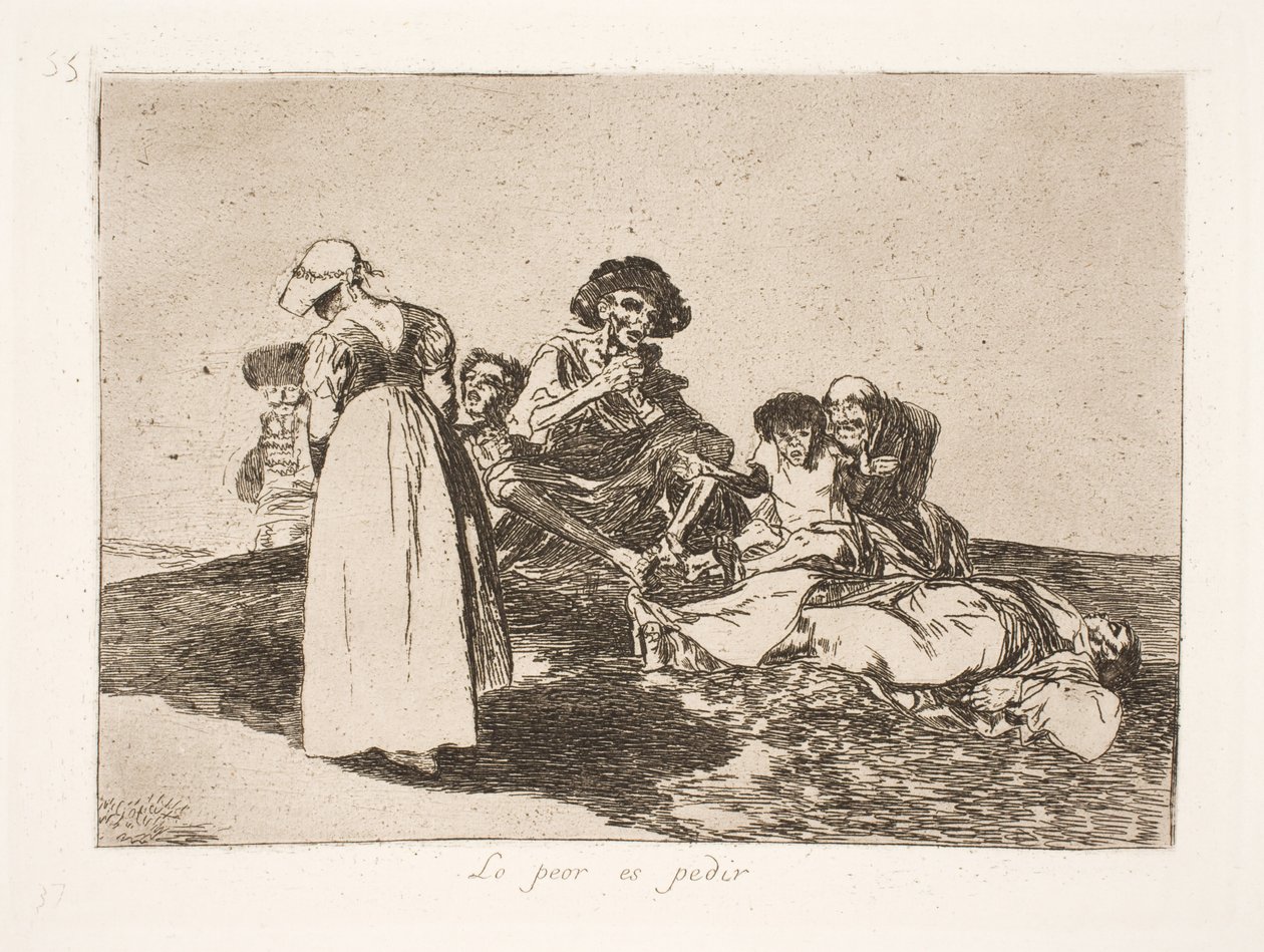 Det værste er, at man må tigge (55) af Francisco de Goya