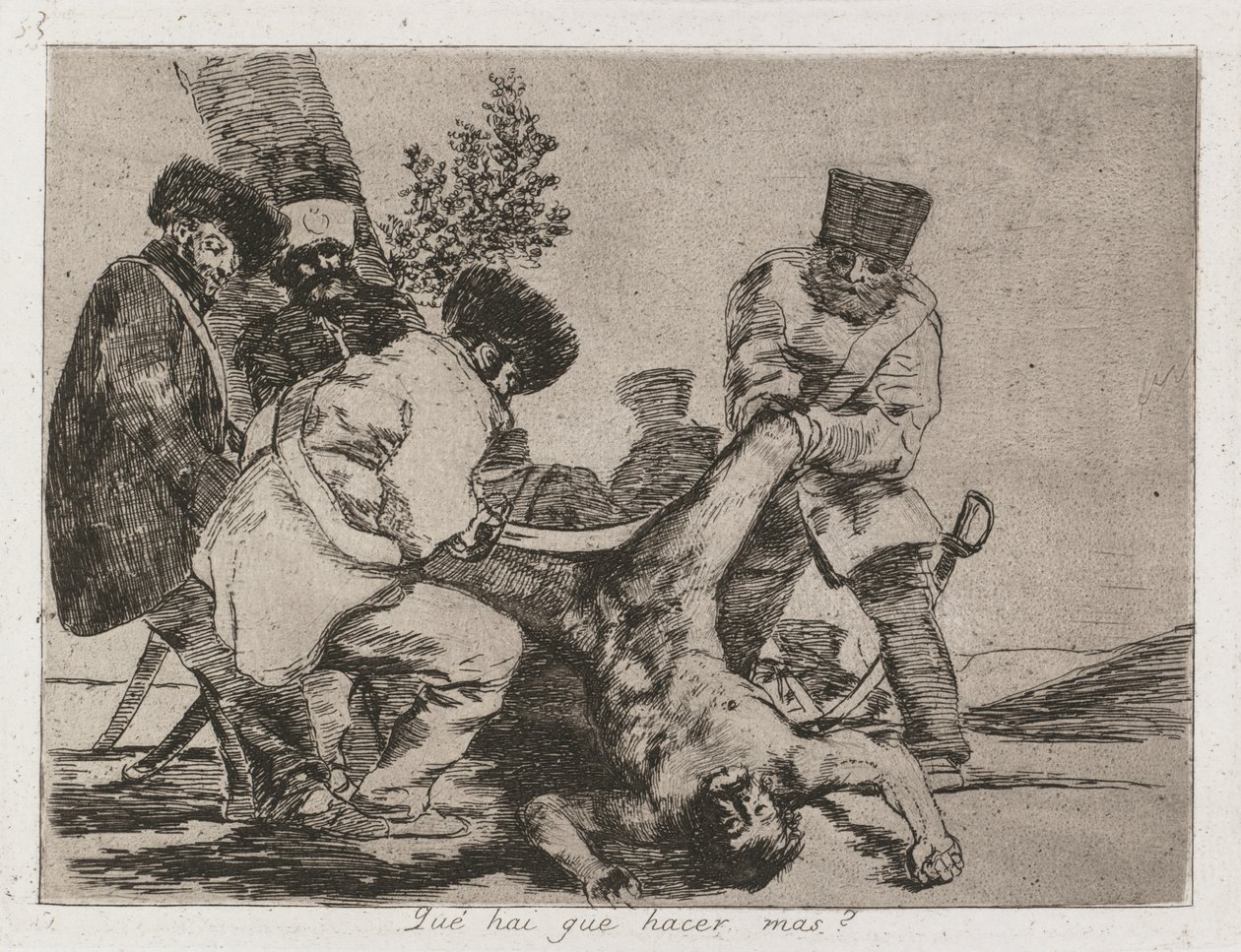 Krigskatastrofer: Pl. 33, Hvad mere kan man gøre, 1810-1813. af Francisco de Goya