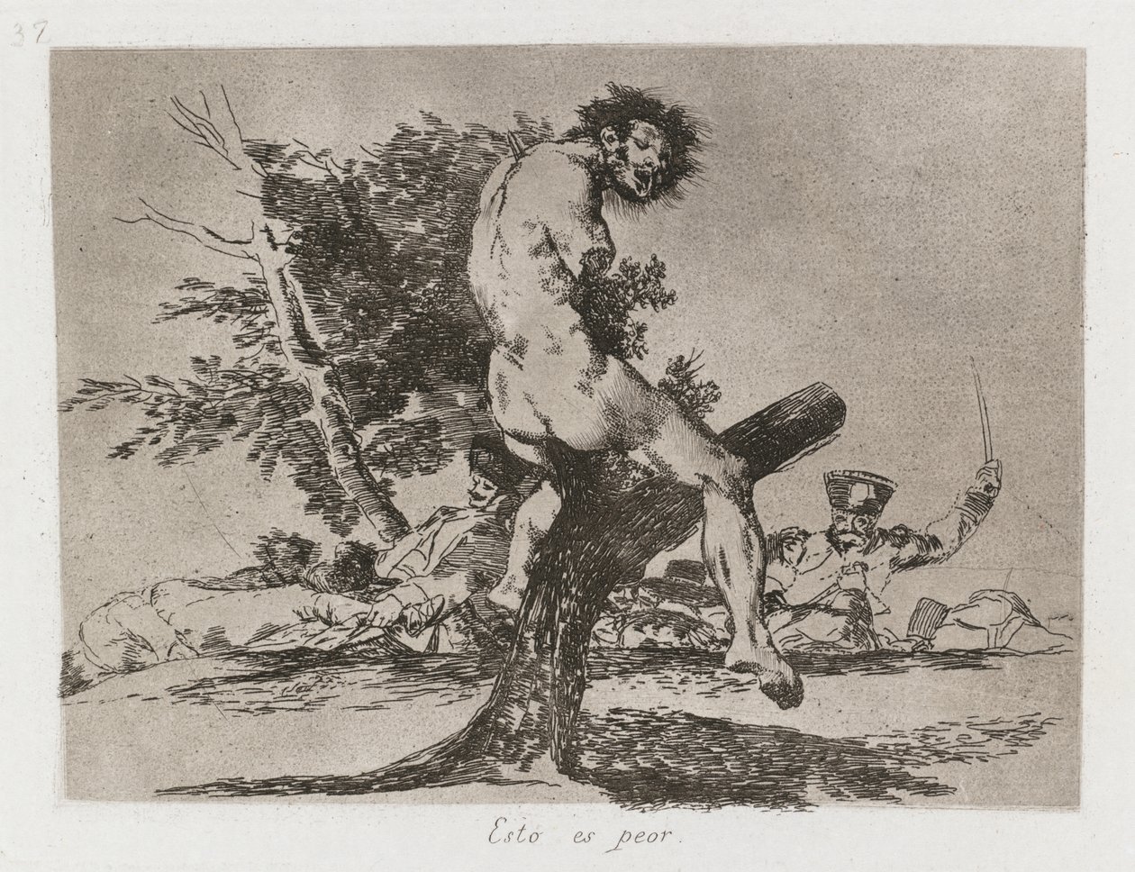 Krigskatastrofer: Pl. 37, Dette er værre, 1810-1813. af Francisco de Goya