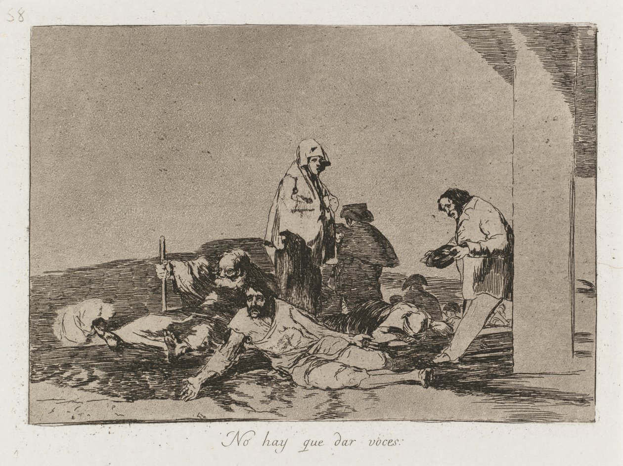 Krigskatastrofer: Pl. 58, Det nytter ikke at råbe, 1810-1813. af Francisco de Goya