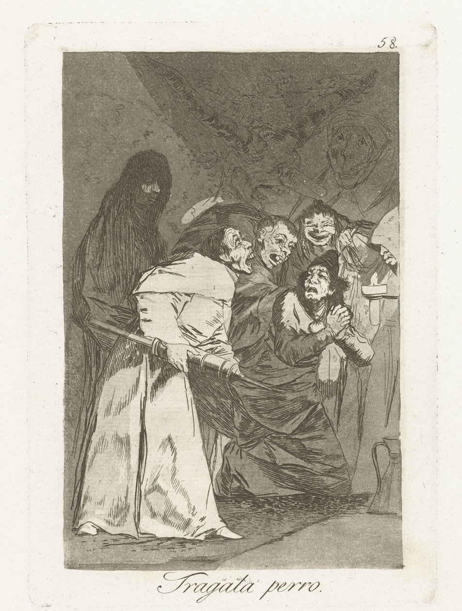 svale, hund Tragala perro Los Caprichos (serietitel) af Francisco de Goya