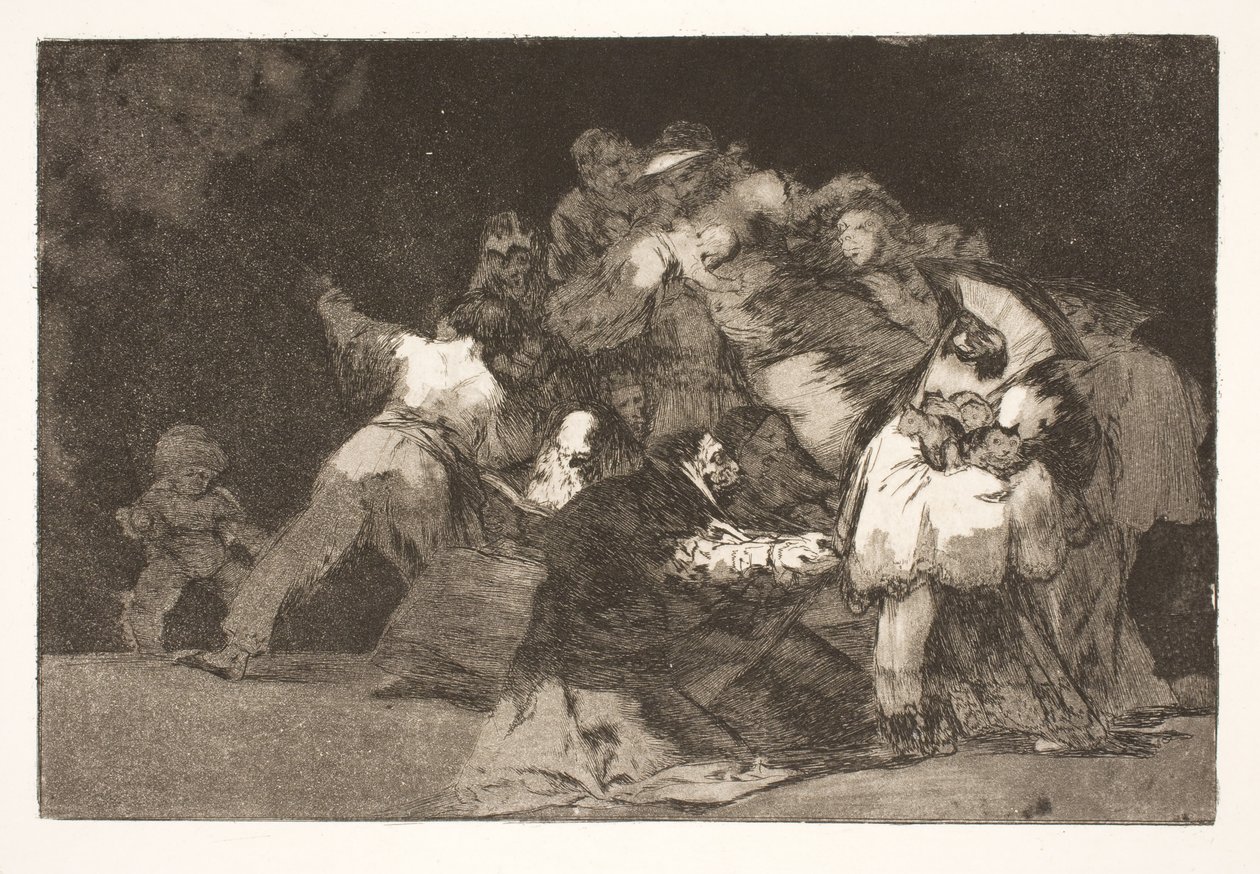 Dårskab i almindelighed (Kattens klør og den hengivnes klæder / ganske som lasten ofte iklædes dydens vaner) af Francisco de Goya