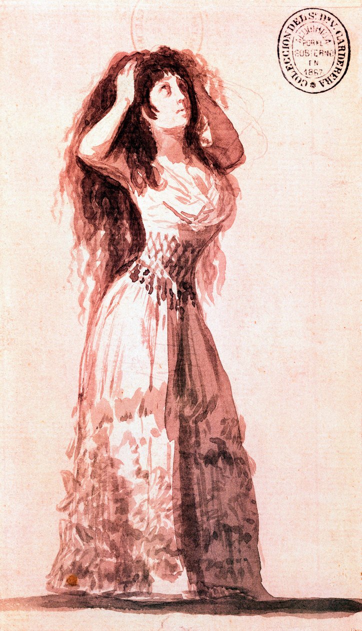 Hertuginde Alba sætter sit hår i orden. Tegning af Francisco de Goya y Lucientes (1746-1828). 1796. af Francisco de Goya