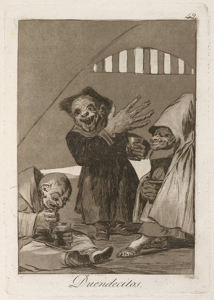 små nisser Hobnisser. Fra Los Caprichos, 1797-1798 af Francisco de Goya