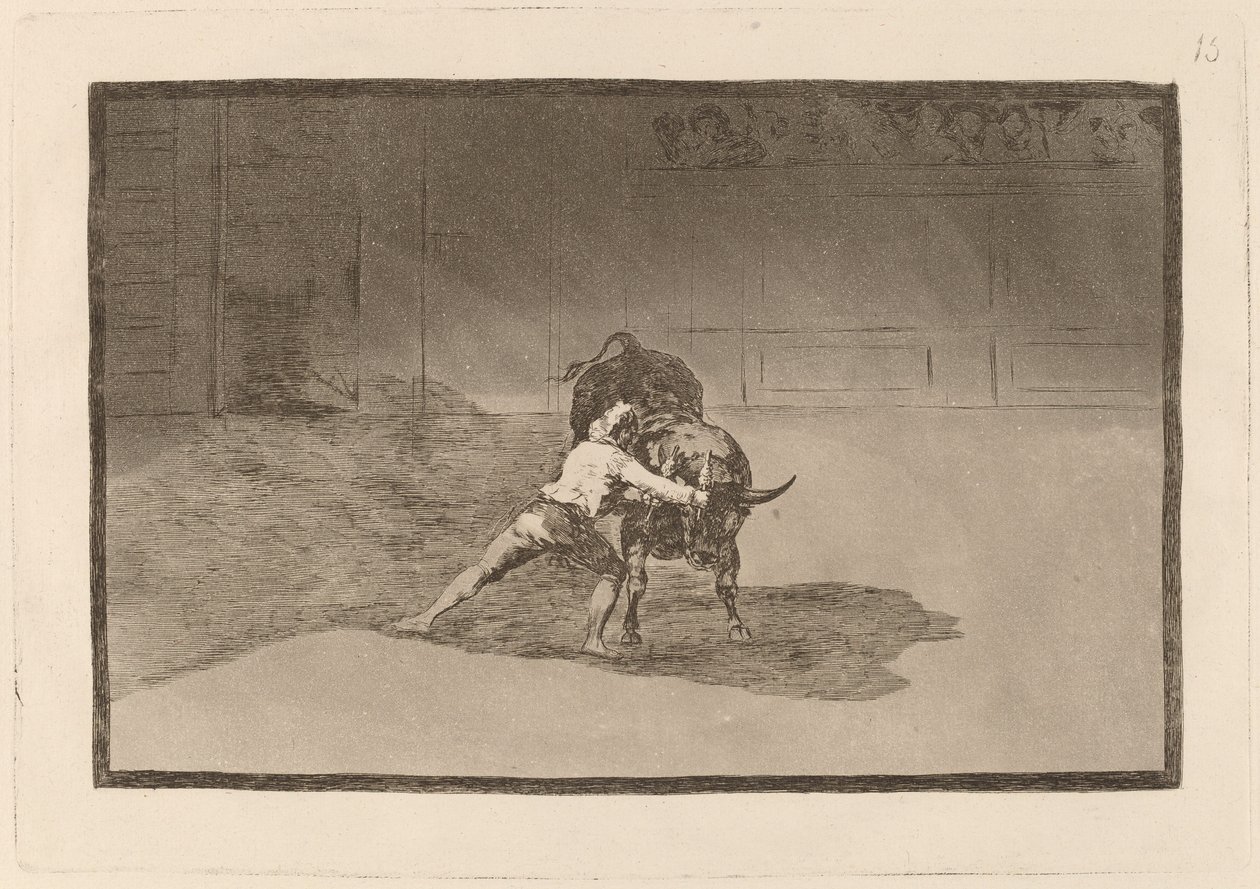 Den berømte Martincho sætter banderillas al quiebro (The Famous Martincho Places the Banderillas Playing the Bull with the Movement of His Body) af Francisco de Goya
