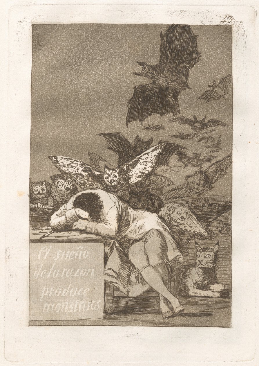 Fornuftens søvn producerer monstre af Francisco de Goya