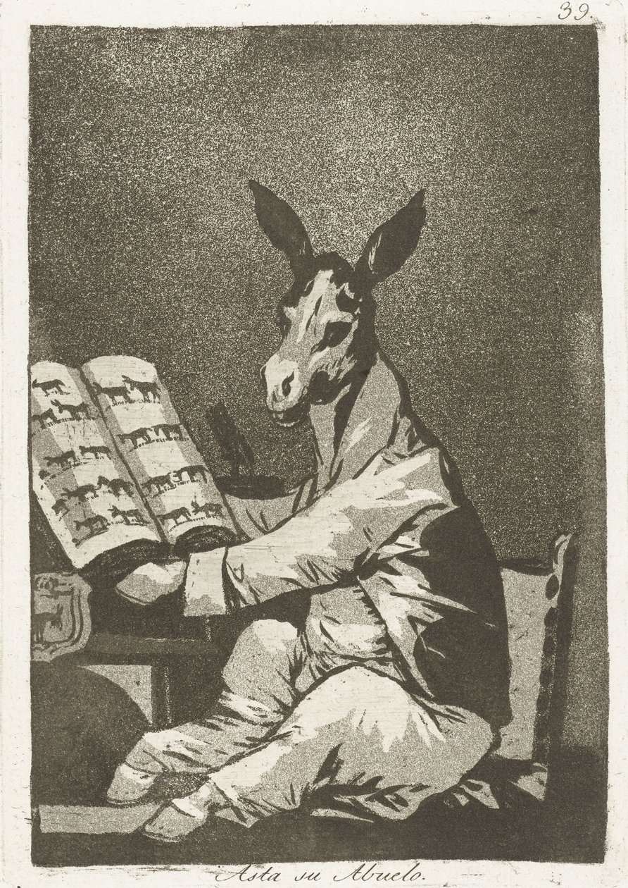 Ligesom sin bedstefar Asta su abuelo (titel på objekt) Los Caprichos (serietitel) Los caprichos af Francisco de Goya