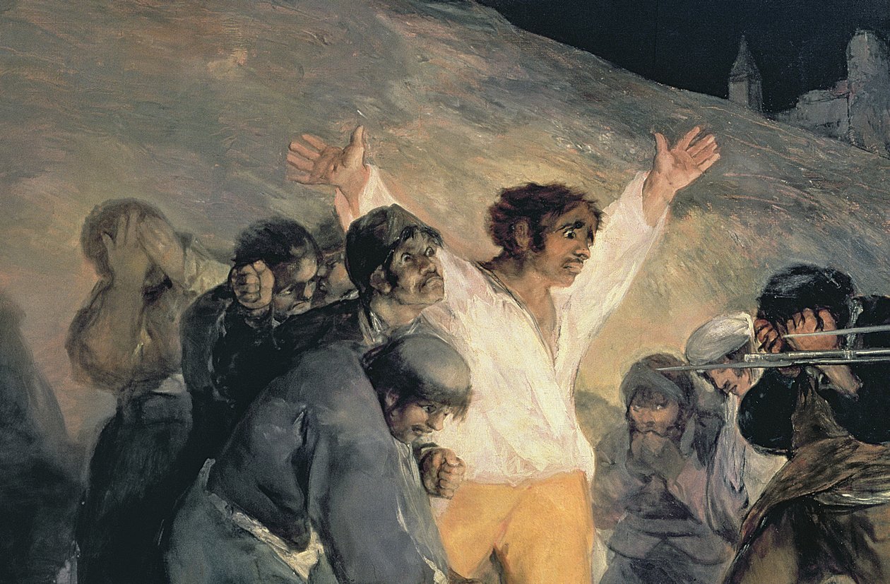Henrettelse af forsvarerne af Madrid, 3. maj 1808, 1814 olie på lærred detalje af 507 af Francisco de Goya