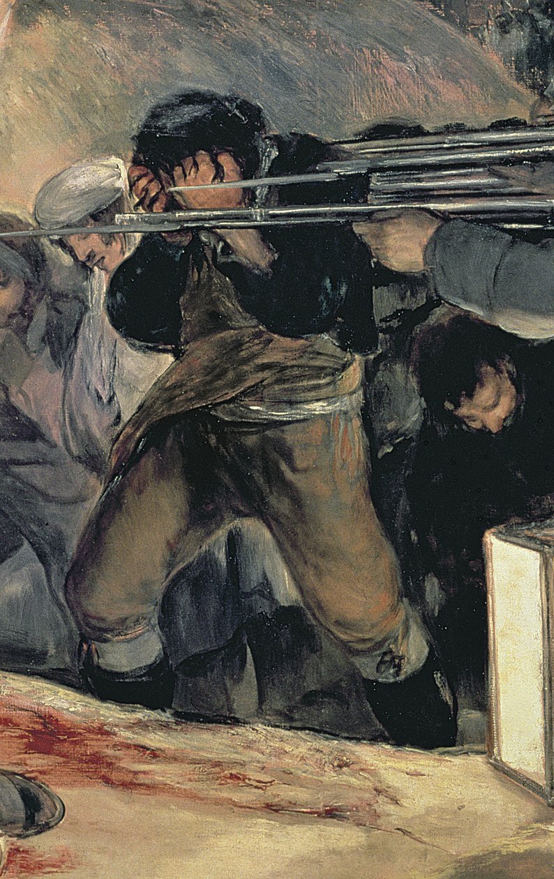 Henrettelse af forsvarerne af Madrid, 3. maj 1808, 1814 olie på lærred detalje af 507 af Francisco de Goya