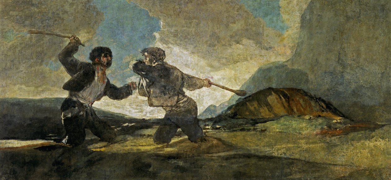 Kæmp med Cudgels af Francisco de Goya