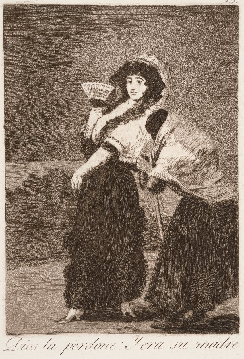 For himlens skyld: Og det var hendes mor (Dios la perdone: y era su madre) fra serien Los Caprichos af Francisco de Goya