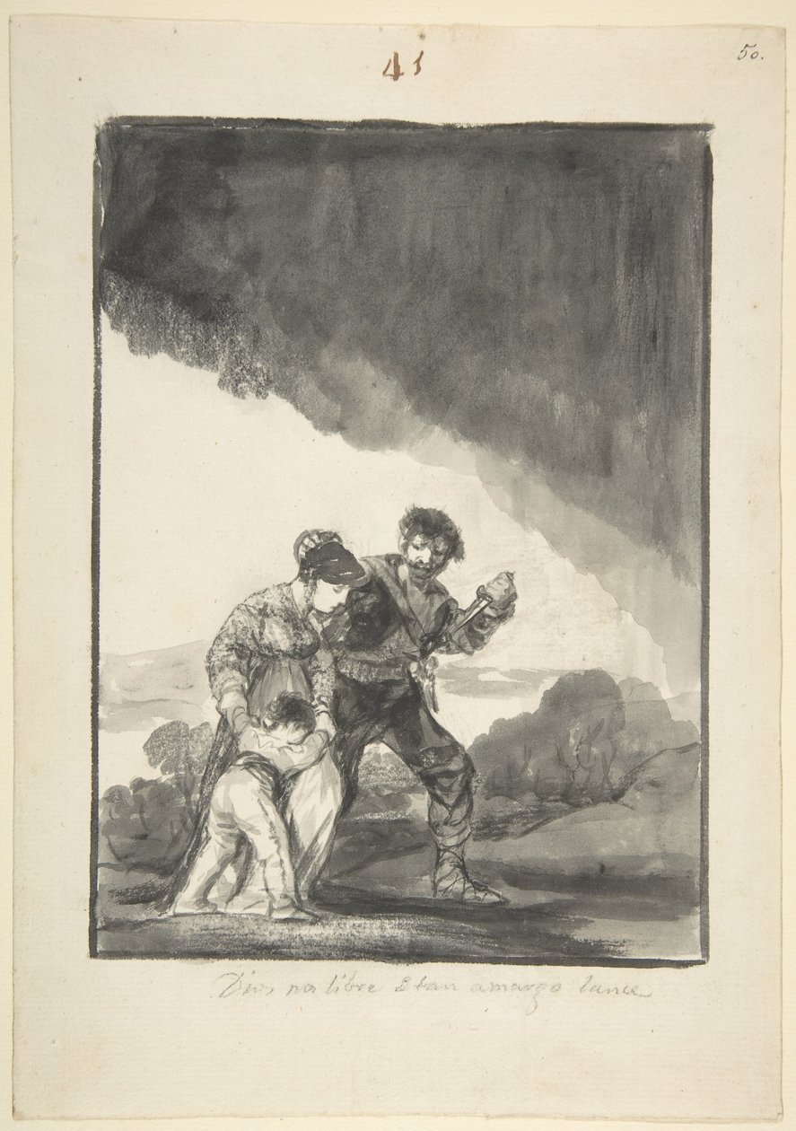 God Save Us from Such a Bitter Fate, ca. 1816-20 (pensel med indisk blæk & grå vask og afskrabning) af Francisco de Goya