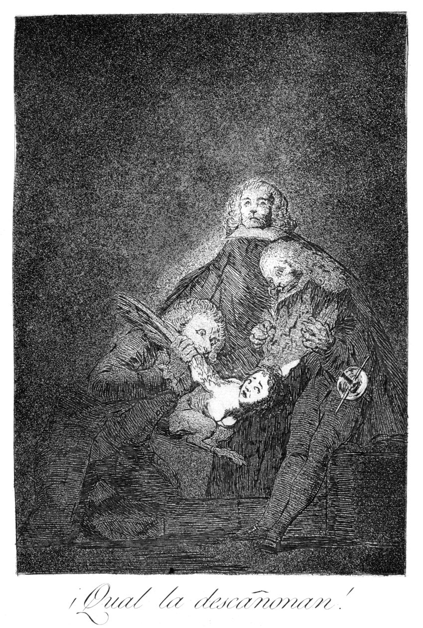 Hvordan de plukker hende!, 1799 af Francisco de Goya