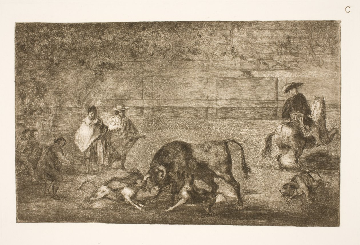 Hundene pudses på tyren af Francisco de Goya