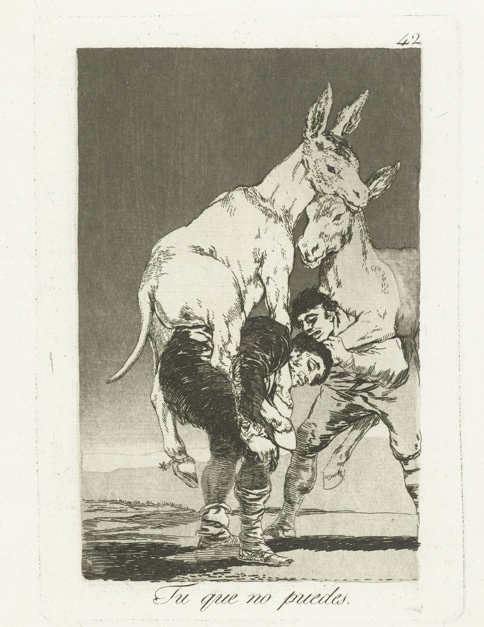 Dig der ikke kan mere Tu que no puedes (titel på objekt) Los Caprichos (serietitel) af Francisco de Goya