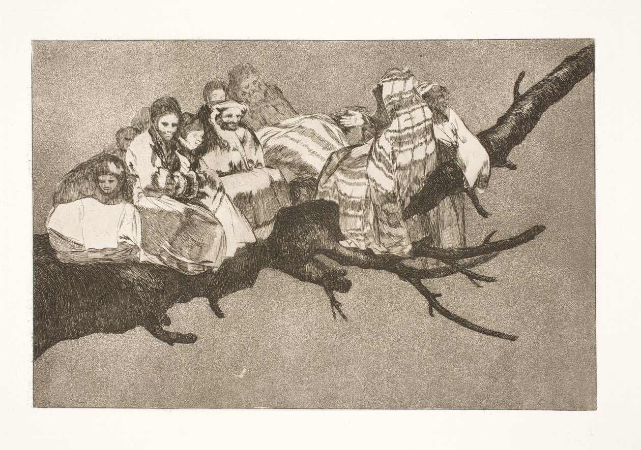 Latterlig dårskab (At færdes mellem grenene / at tale gennem sin hat) af Francisco de Goya