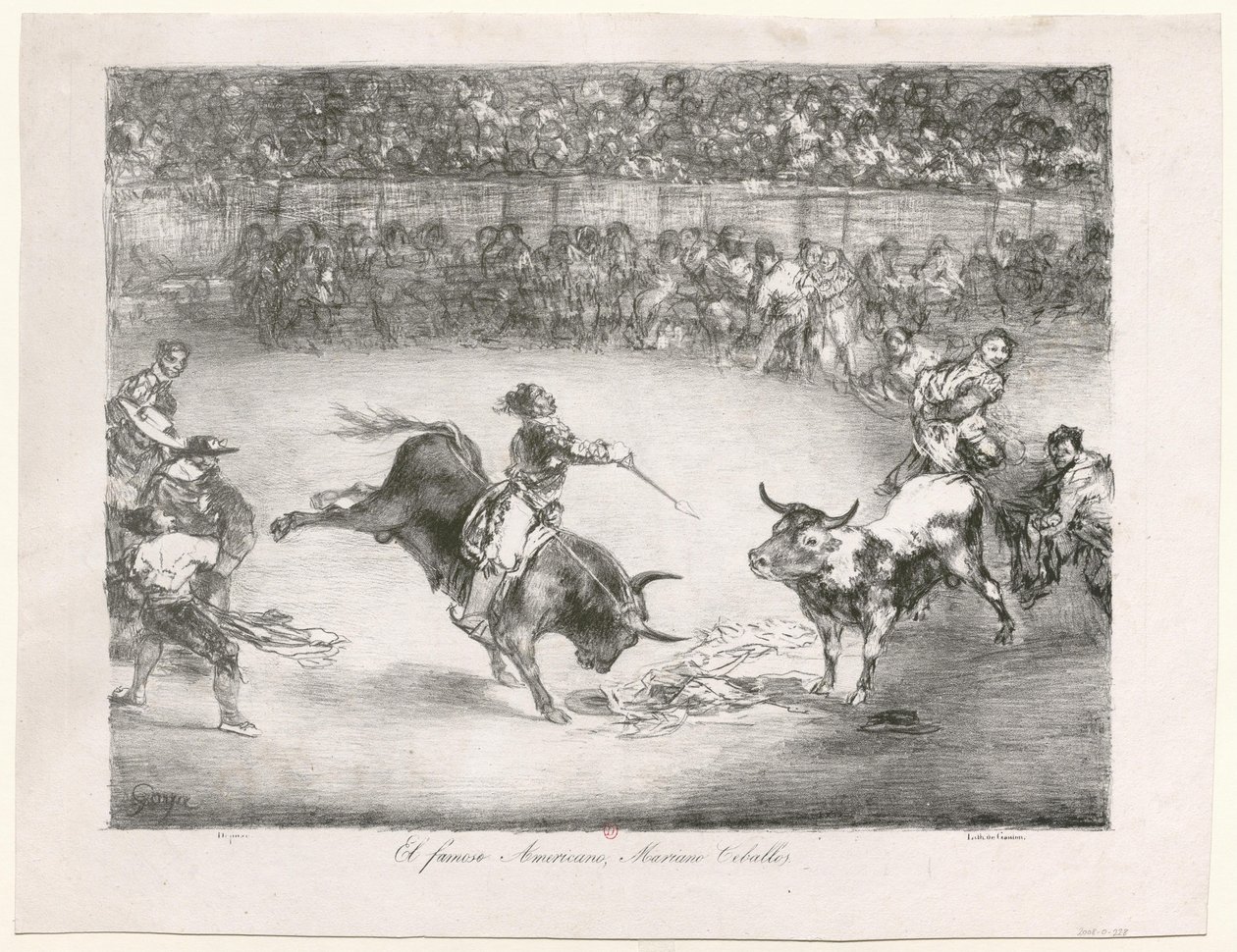 [Les Taureaux de Bordeaux: Den berømte amerikaner Mariano Ceballos] af Francisco de Goya