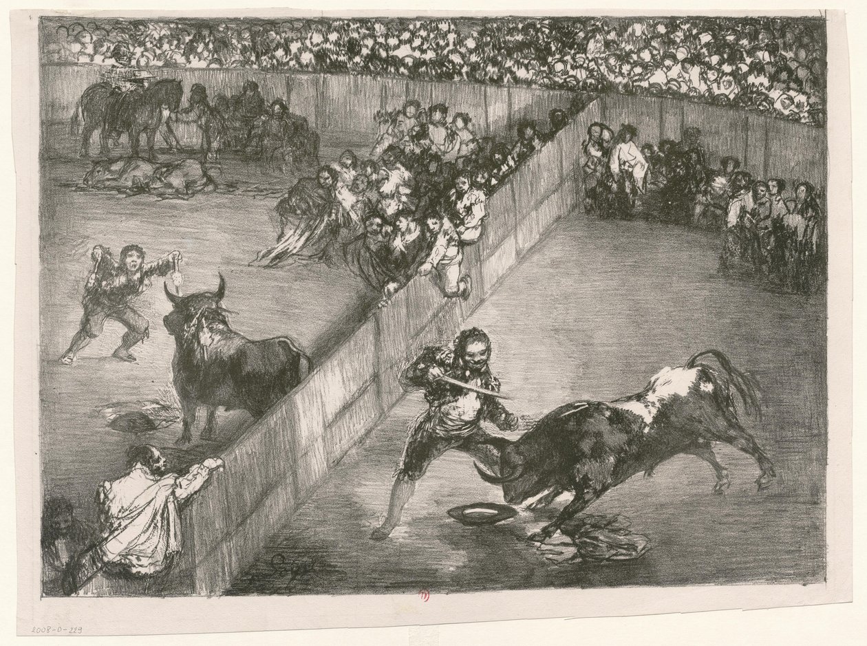 [Les Taureaux de Bordeaux: Opdelingen af pladserne] af Francisco de Goya