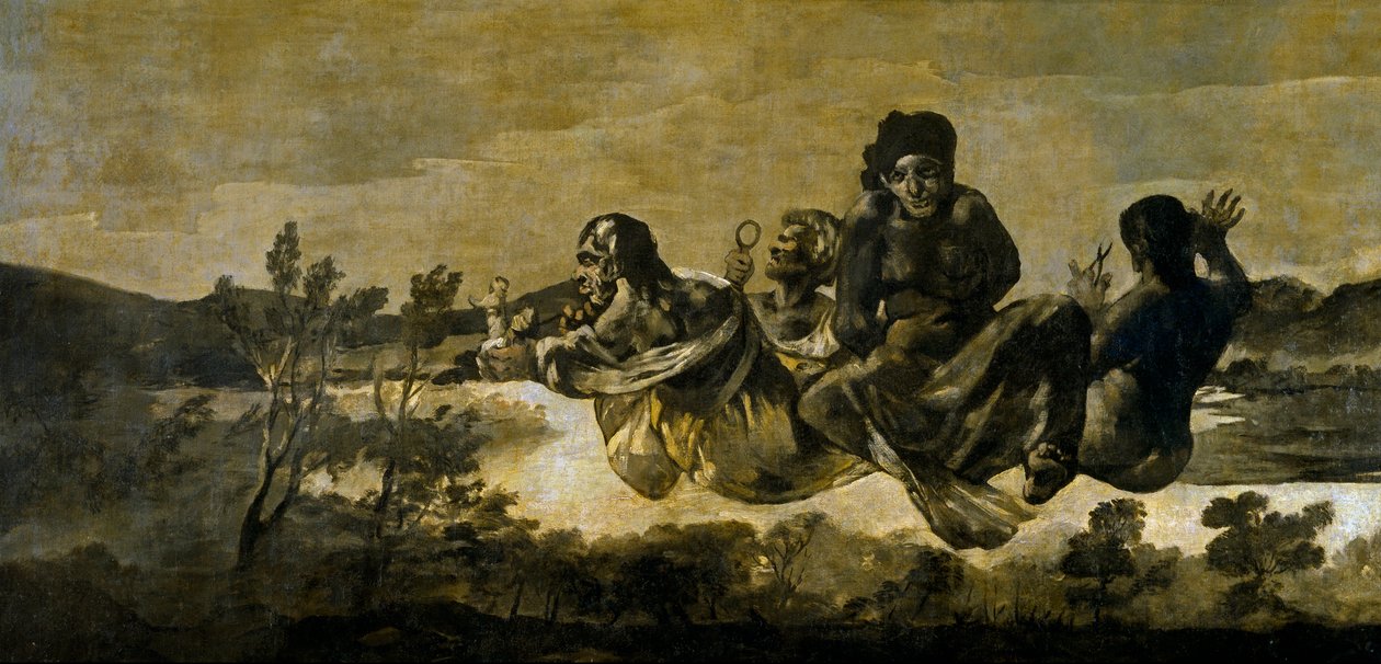 ""Les moires"" (les Parques) Atropos (The Fates) Maleri af Francisco Goya (1746-1828) 1820-1823 Dim 123x266 cm Museo del Prado, Madrid af Francisco de Goya