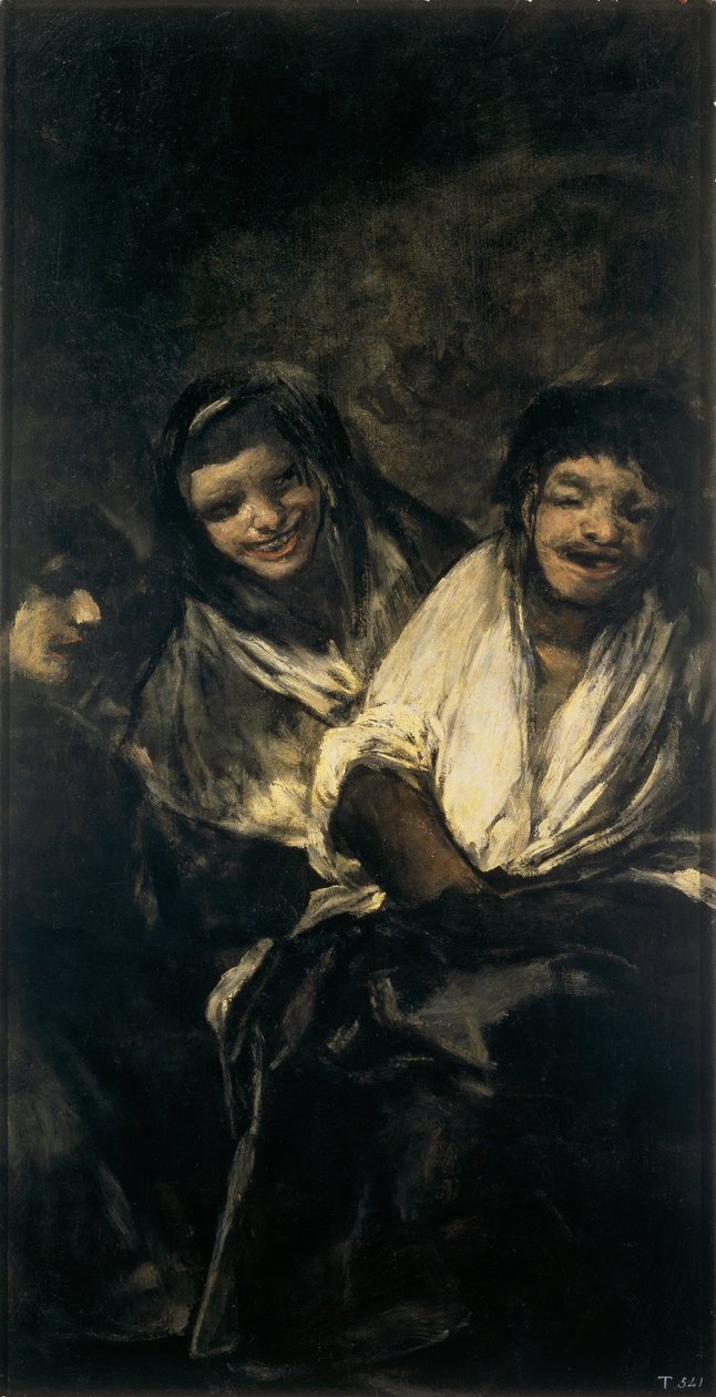 Mand hånet af to kvinder, der griner, eller ministeriet af Francisco de Goya