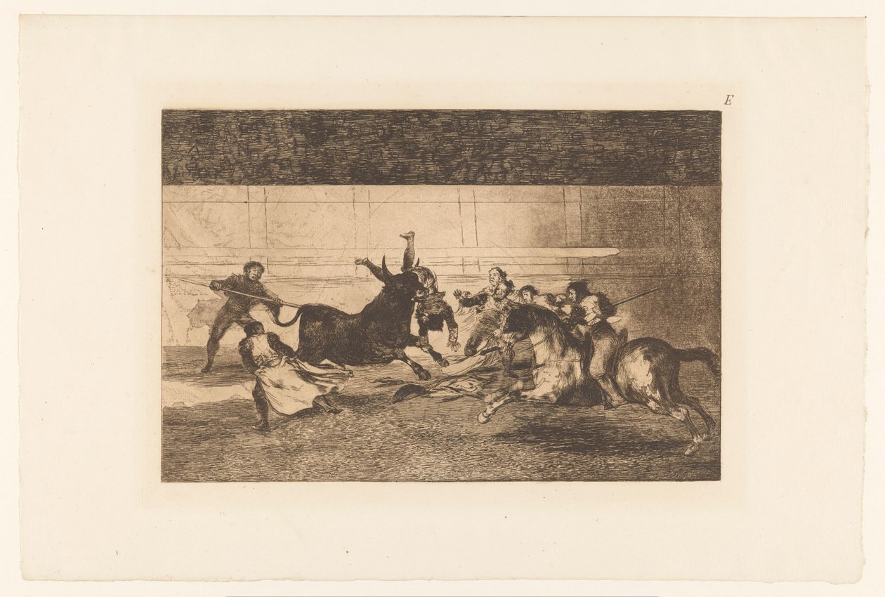 Mand spiddet på et tyrehorn Mort de Pepe Illo Tyrefægtning (serietitel) La Taureaumachie (serietitel) La Tauromaquia (serietitel) af Francisco de Goya