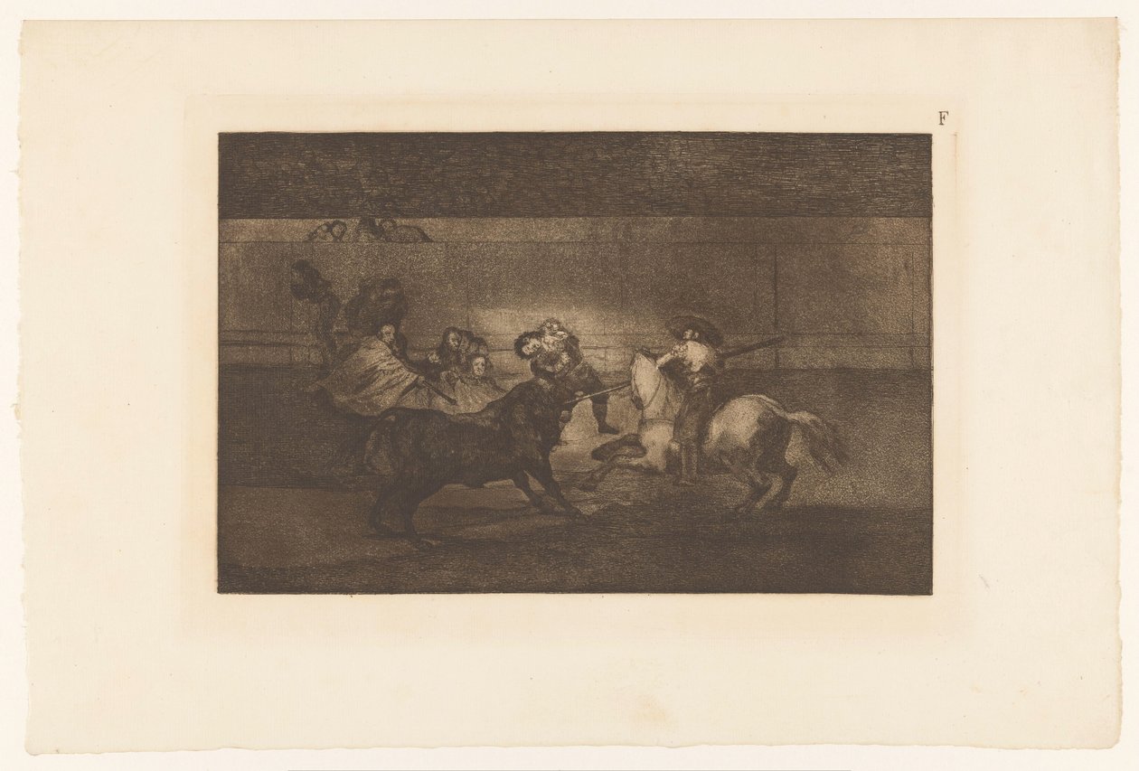 Mand spiddet på et tyrehorn Mort de Pepe Illo Tyrefægtning (serietitel) La Taureaumachie (serietitel) La Tauromaquia (serietitel) af Francisco de Goya