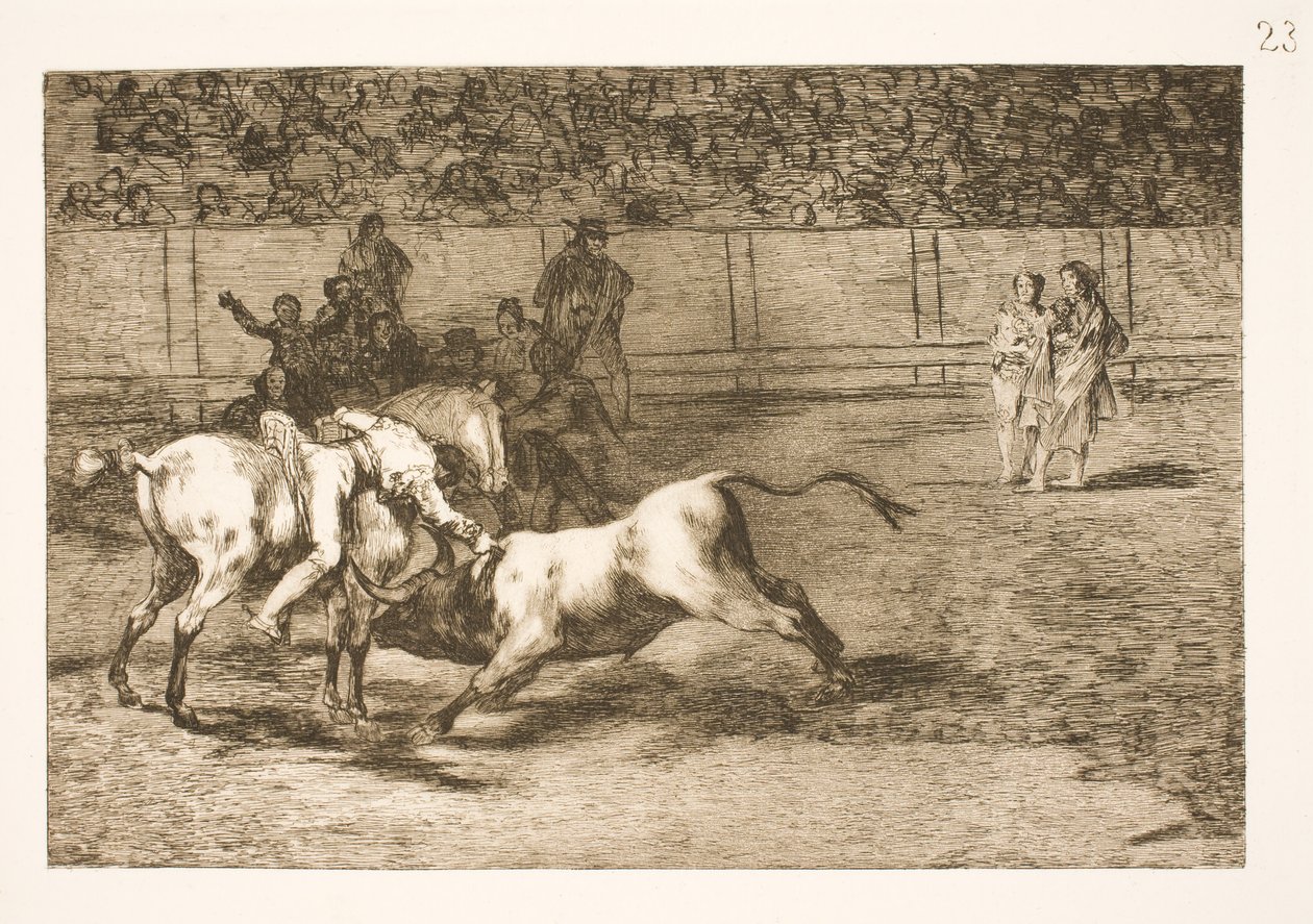 Maria Ceballas, også kaldet indianeren, slår tyren ihjel fra sin hest af Francisco de Goya