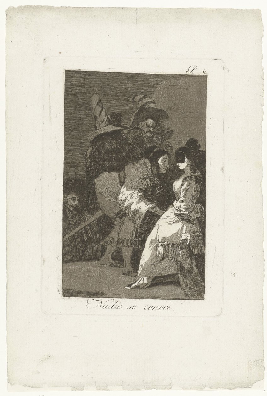 Ingen kender sig selv Nadie se conoce (titel på objekt) Los Caprichos (serietitel) af Francisco de Goya