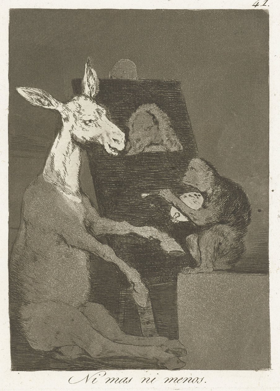 Ikke mere eller mindre Ni mas ni menos (titel på objekt) Los Caprichos (serietitel) af Francisco de Goya
