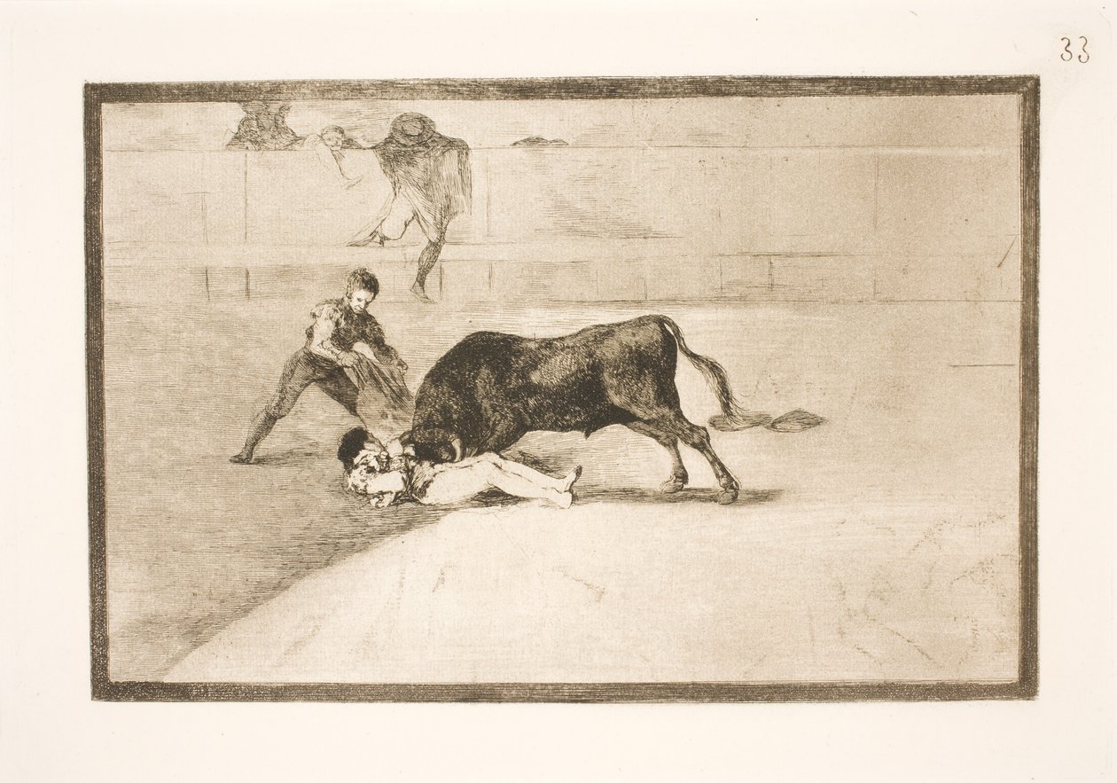 Pepe Illos ulyksalige død i arenaen i Madrid af Francisco de Goya