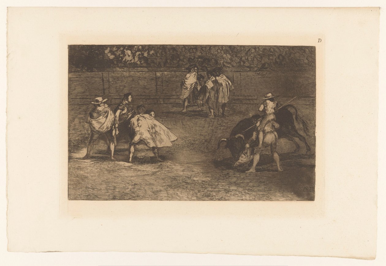 Picador stikker sin lanse ind i en tyr Un torero monte sur les épaules d