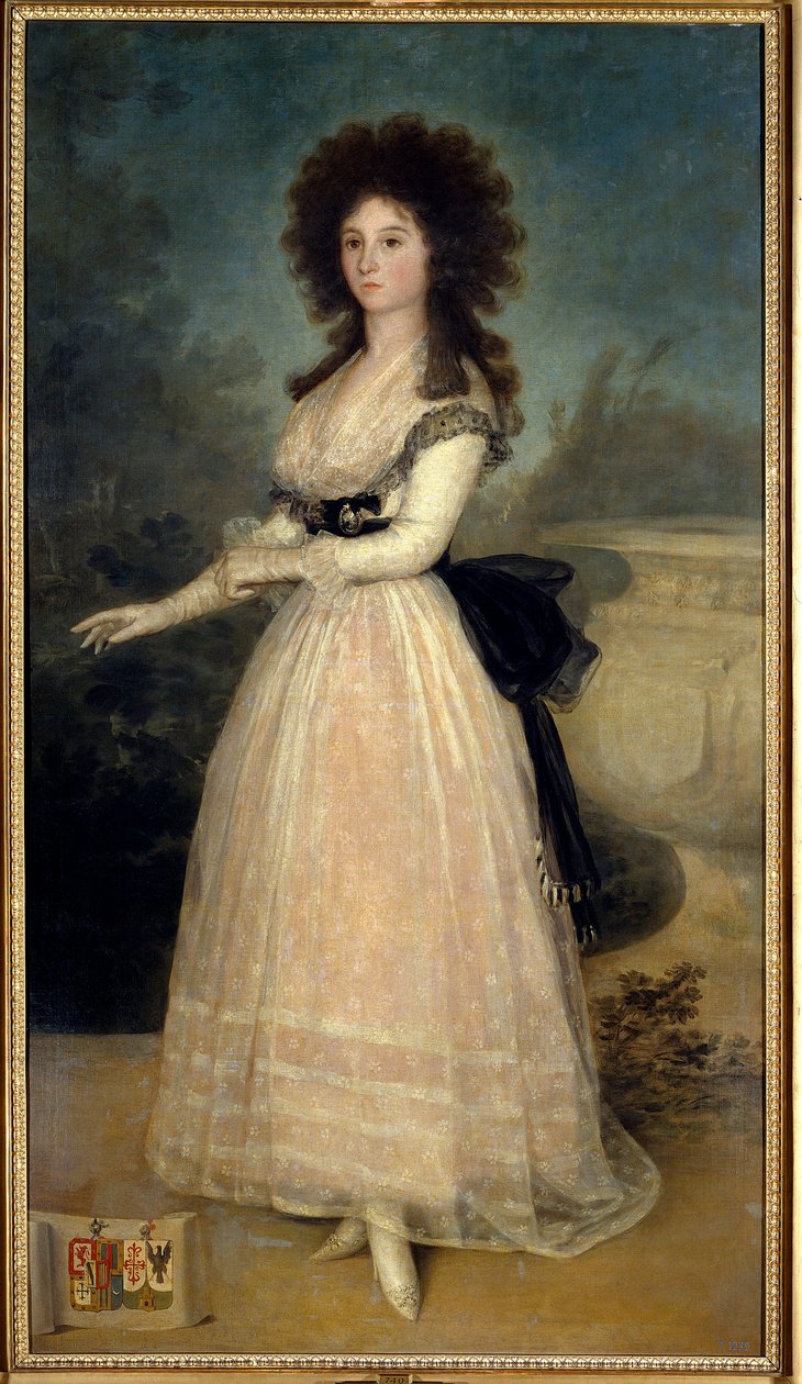 Portræt i foden af ​​Dona Tadea Arias de Enriquez Maleri af Francisco de Goya (1746-1828) (Ec. Esp) 1700-tallets Madrid. Musee Du Prado - Portræt i fuld længde af Dona Tadea Arias de Enriquez. Maleri af Francisco de Goya (1746-1828) (Spansk skole) 18. af Francisco de Goya