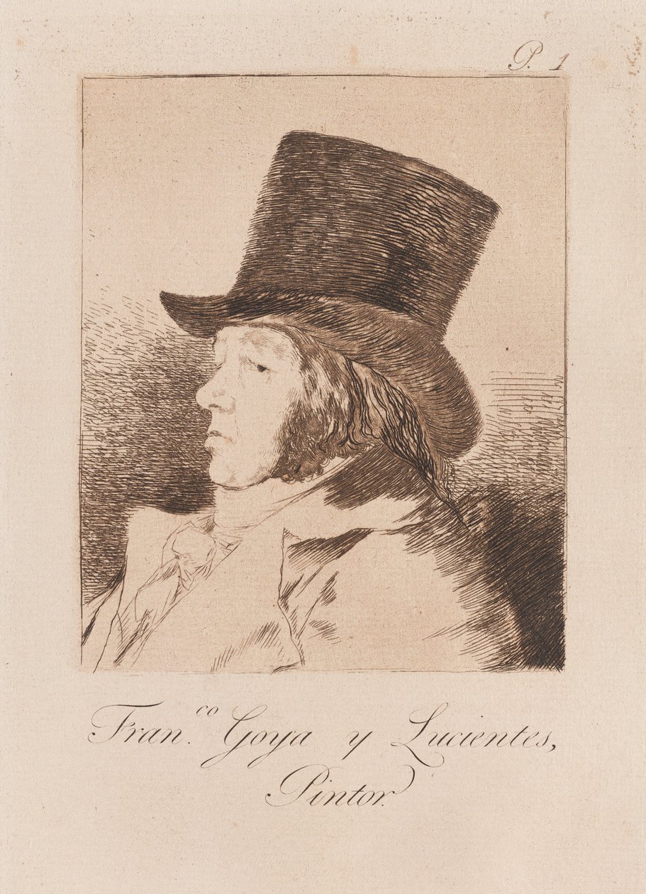 Portræt af kunstneren, slutningen af 18.-begyndelsen af 19 århundrede (tryk) af Francisco de Goya