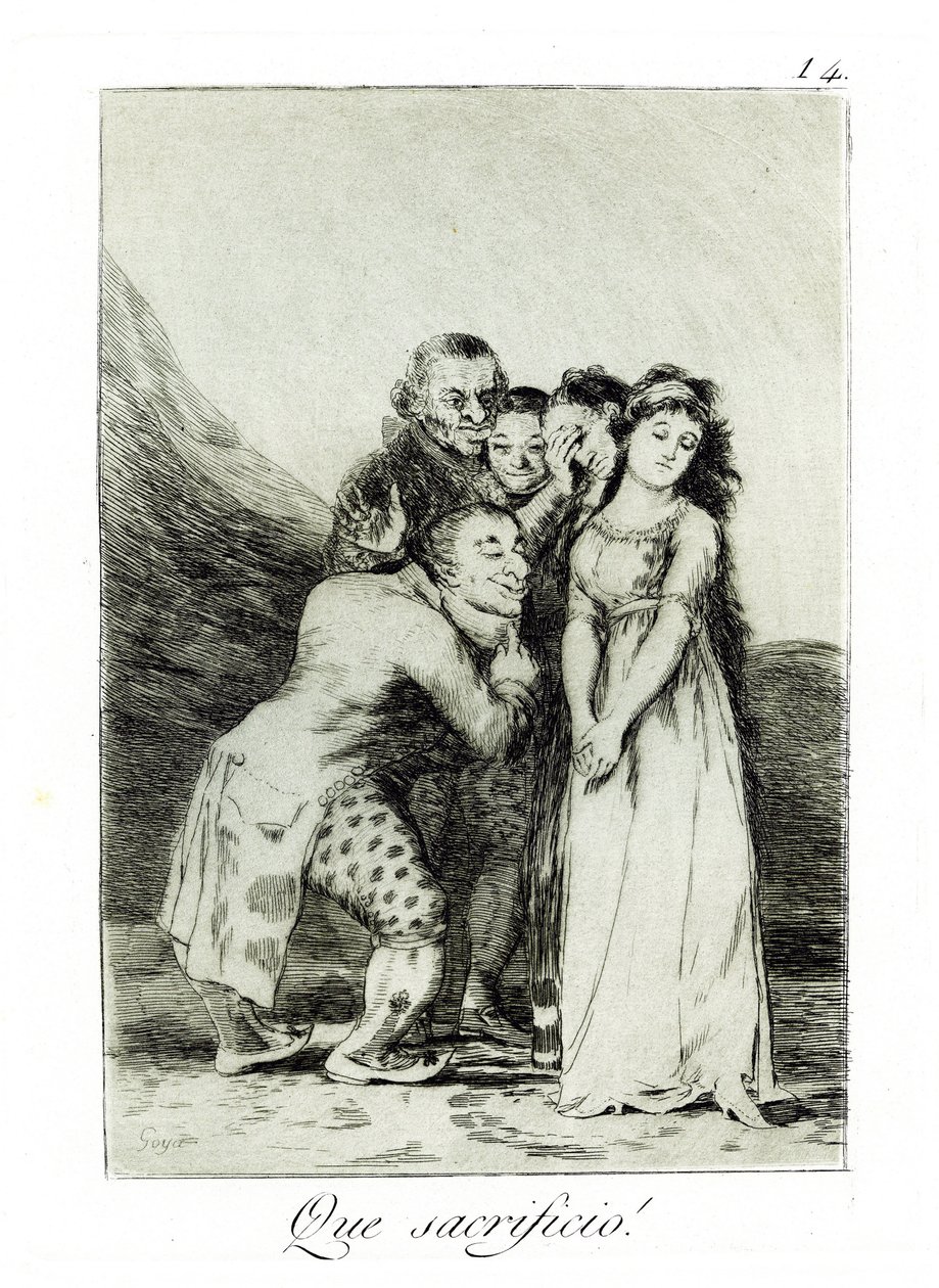 Hvilket offer! Hvilket Offer! Caprice nr. 14, 1797-1798 af Francisco de Goya