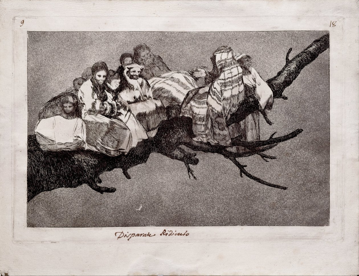 Latterlig dårskab fra serien Los Disparates Follies, 1815-1819 af Francisco de Goya