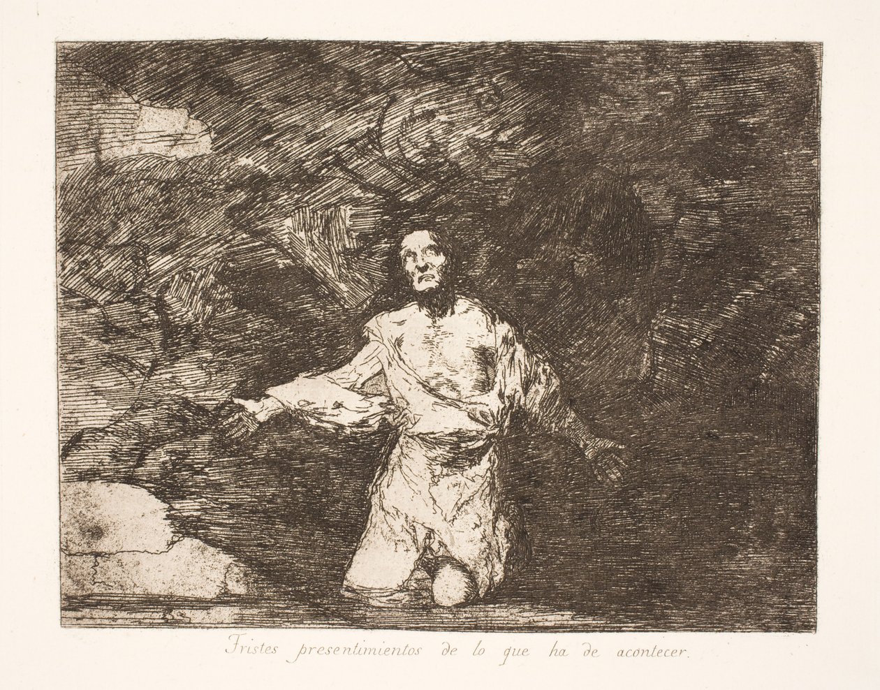 Sørgmodig forudanelse om hvad fremtiden vil bringe (1) af Francisco de Goya