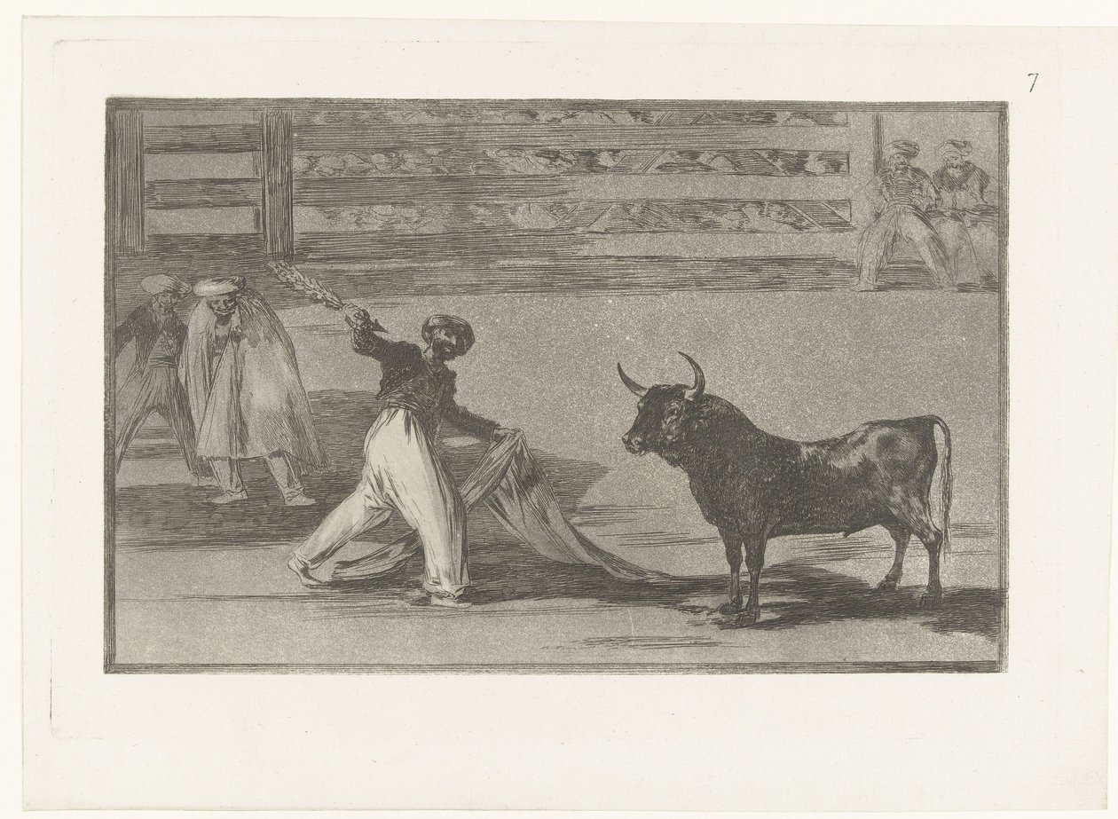 Stierenvechter mødte banderilla Harpunernes eller banderillaernes oprindelse Stierenvechten (serietitel) Tyrefægtning (serietitel) af Francisco de Goya