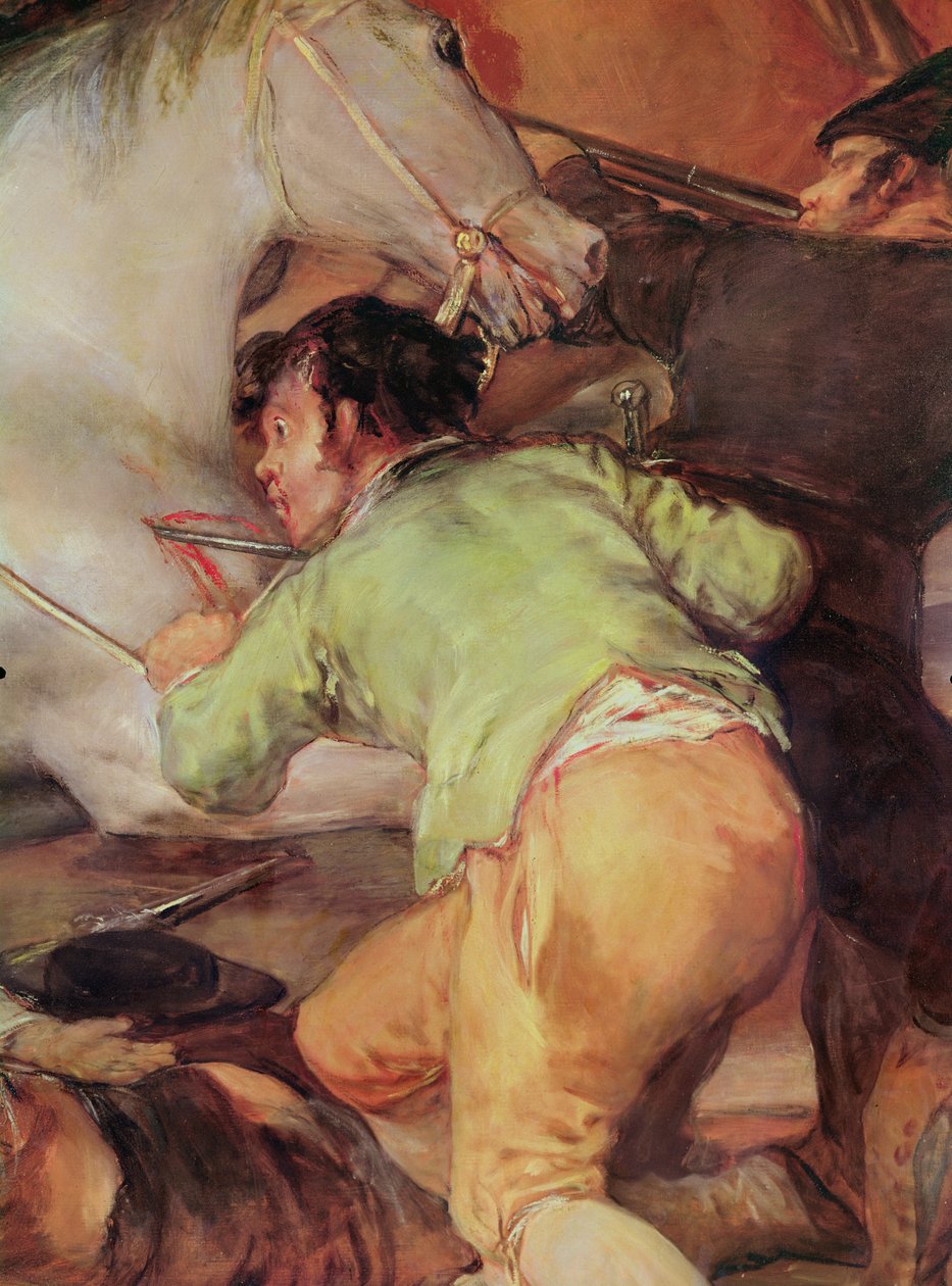 Den 2. maj 1808, Madrid eller slaget ved mamelukkerne detalje af manden, der angriber hesten, 1814 olie på lærred af Francisco de Goya