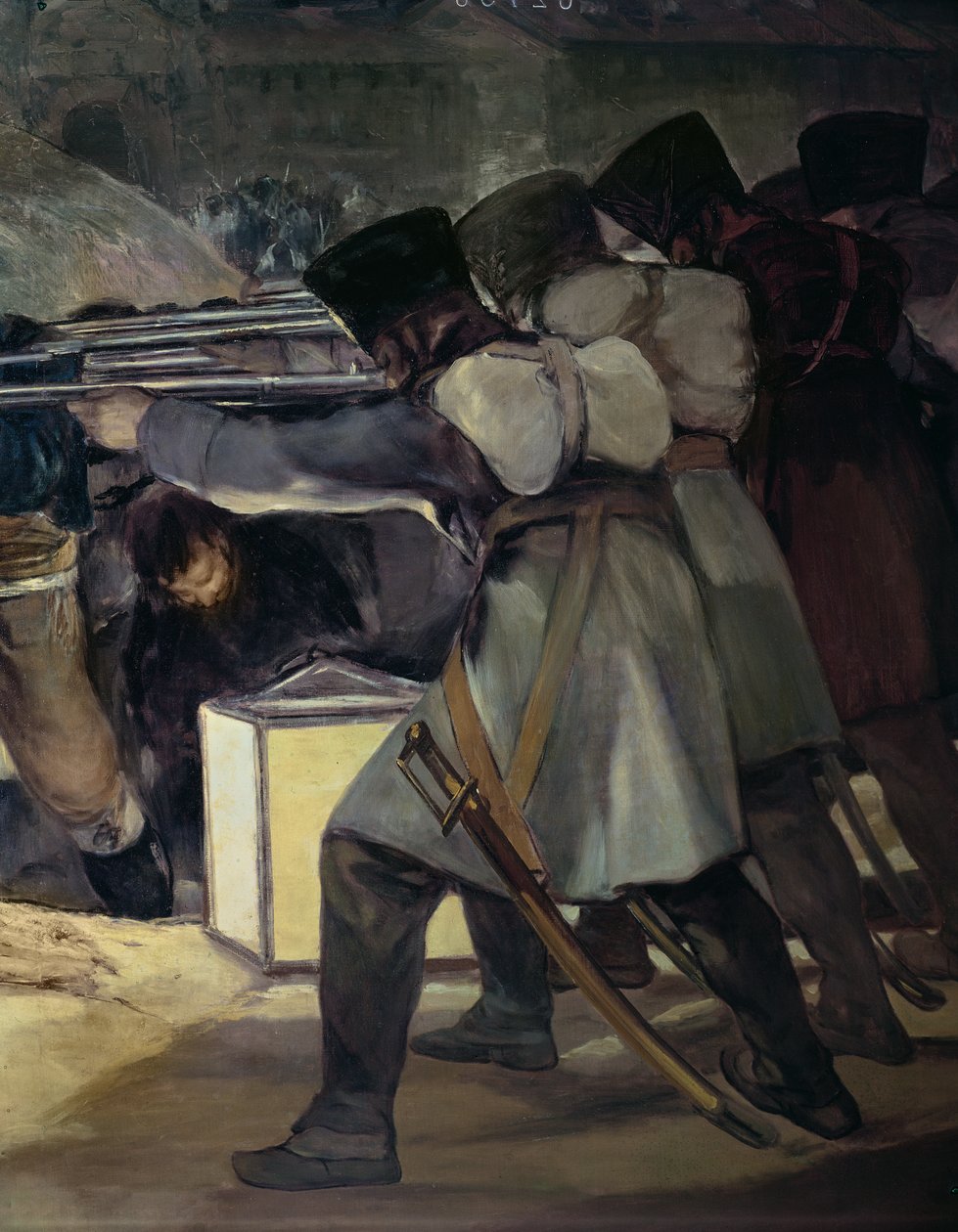 Den 3. maj 1808, Madrid-detalje af infanterister, 1814 olie på lærred af Francisco de Goya