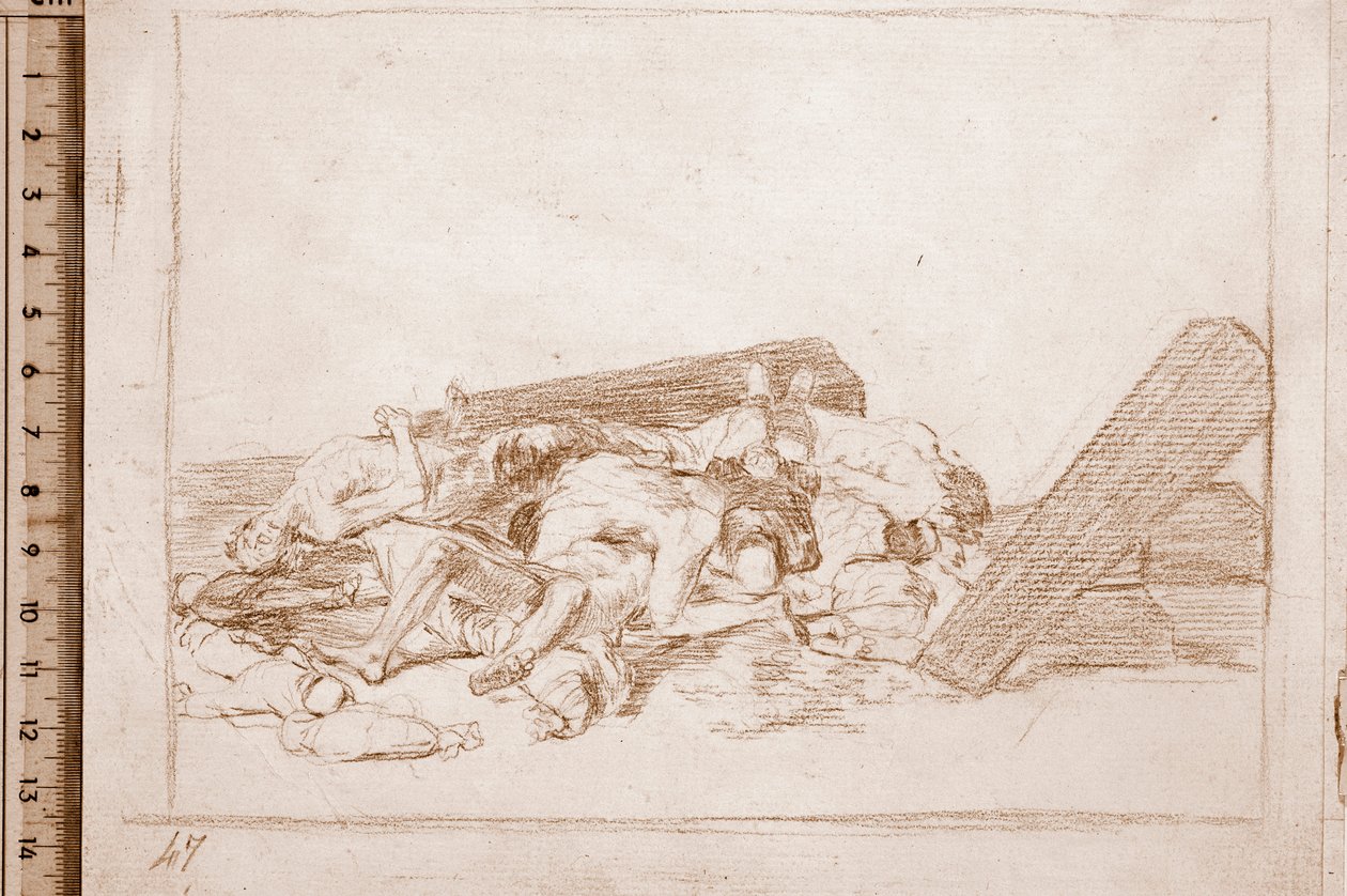 The Disasters of War: De dødes fåresyge (forberedende tegning af Francisco de Goya