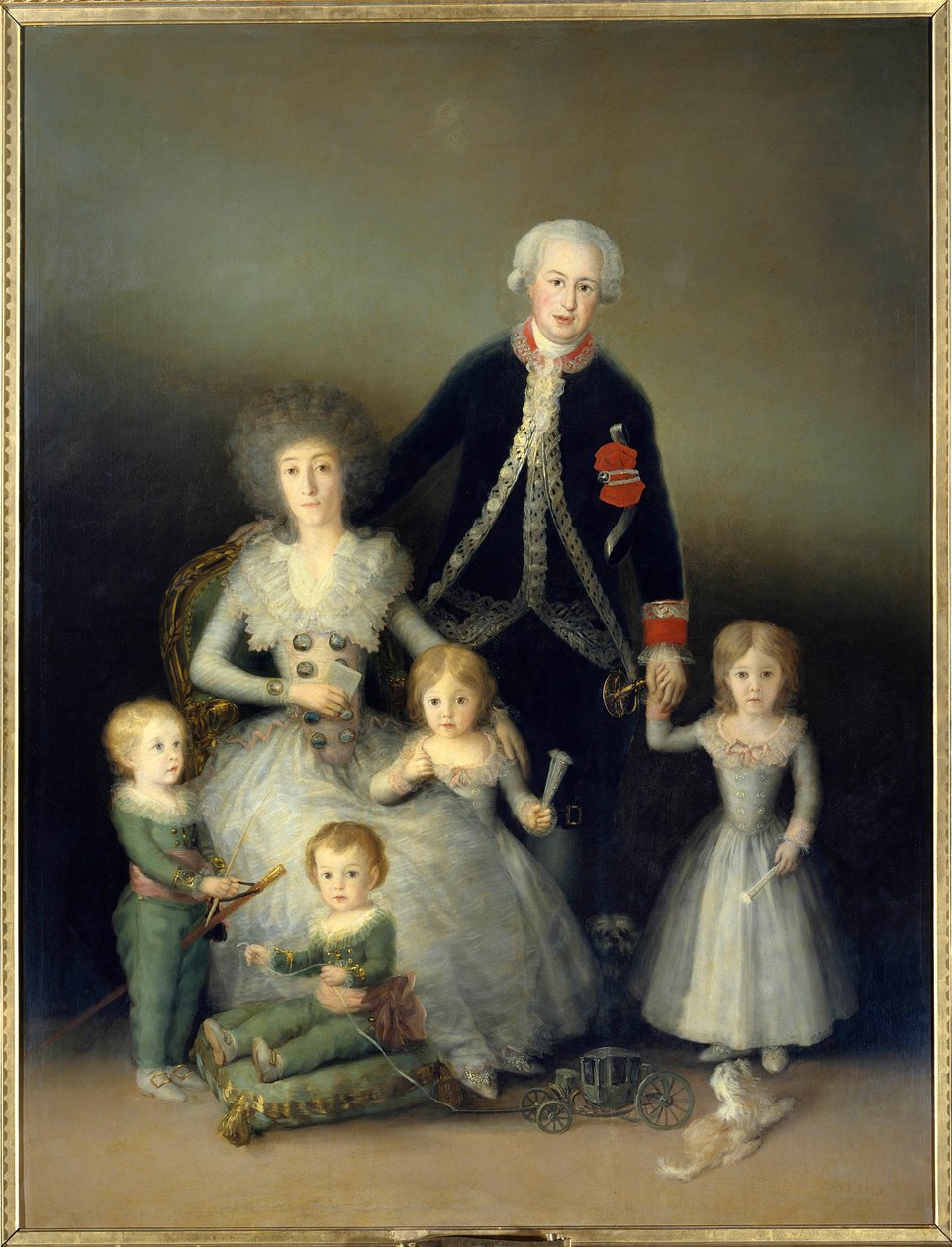 Hertugen af ​​Osuna, Peter af Alcantara og hans familie. Maleri af Francisco de Goya og Lucients (1746-1828). 1788. Søn. 2,25x1,74 m Madrid. Pradomuseet. - Et portræt af hertugen af ​​Osuna, Pedro Telez Giron (1755-1807); hans hustru, grevinden-hertuginden af Francisco de Goya