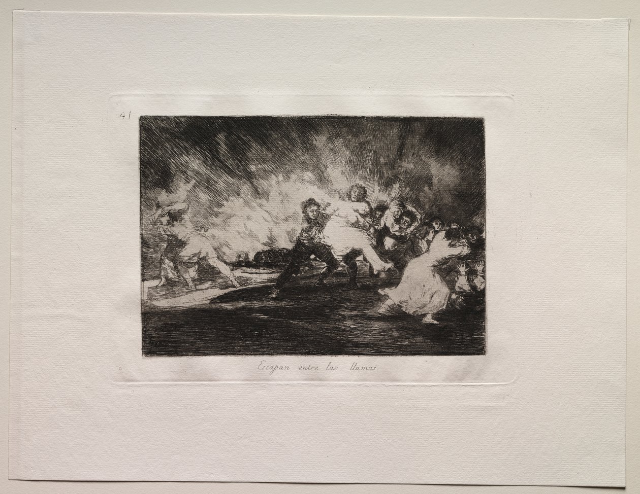 Krigens rædsler: De undslipper gennem flammerne af Francisco de Goya