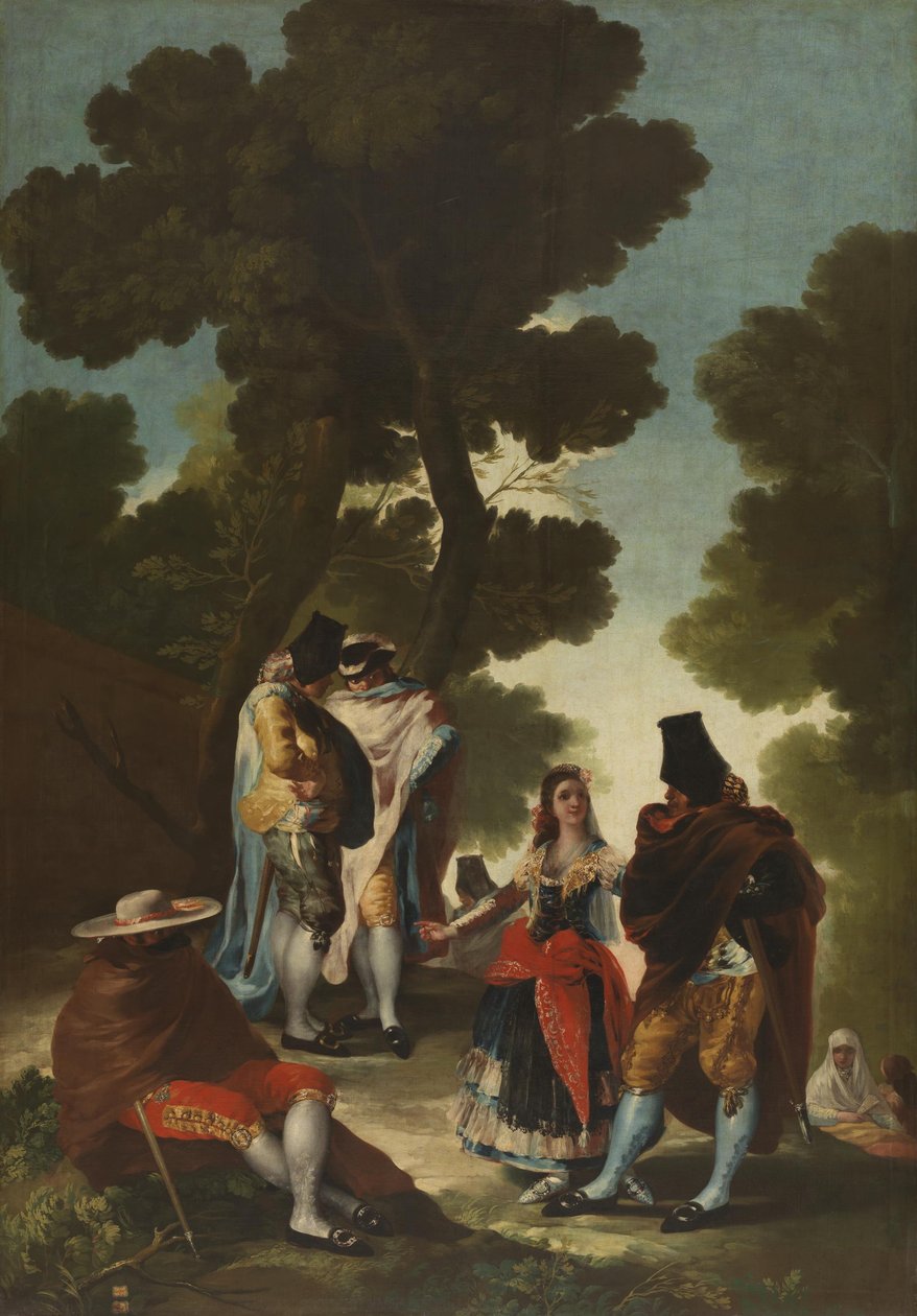 Den smukke kvinde og de maskerede mænd (The Road of Andalusia) af Francisco de Goya
