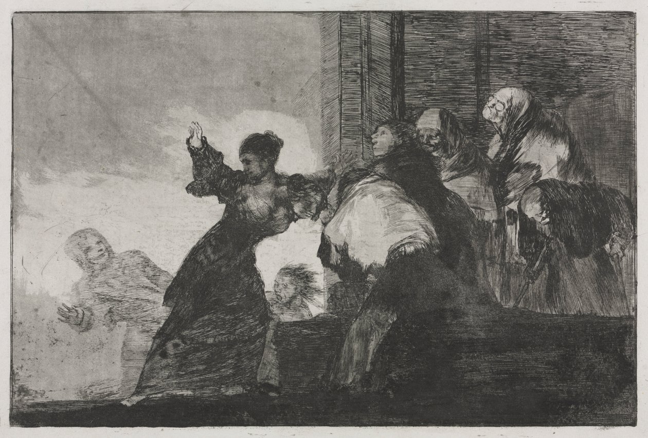 Ordsprogene: To hoveder er bedre end ét eller ringe dårskab, 1816-1823 trykt ca. 1863. af Francisco de Goya