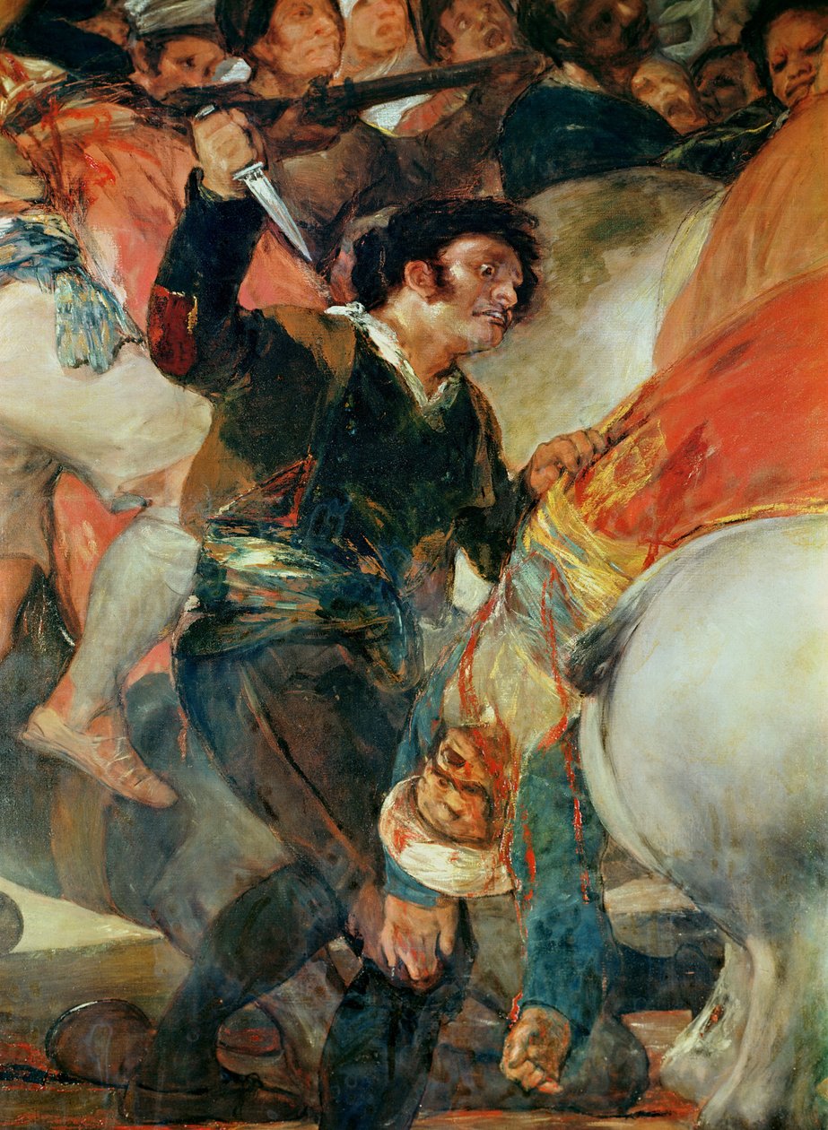 Den anden maj, 1808. Oprøret mod de mamelukske lejesoldater, detalje af en mand med en dolk, 1814 af Francisco de Goya