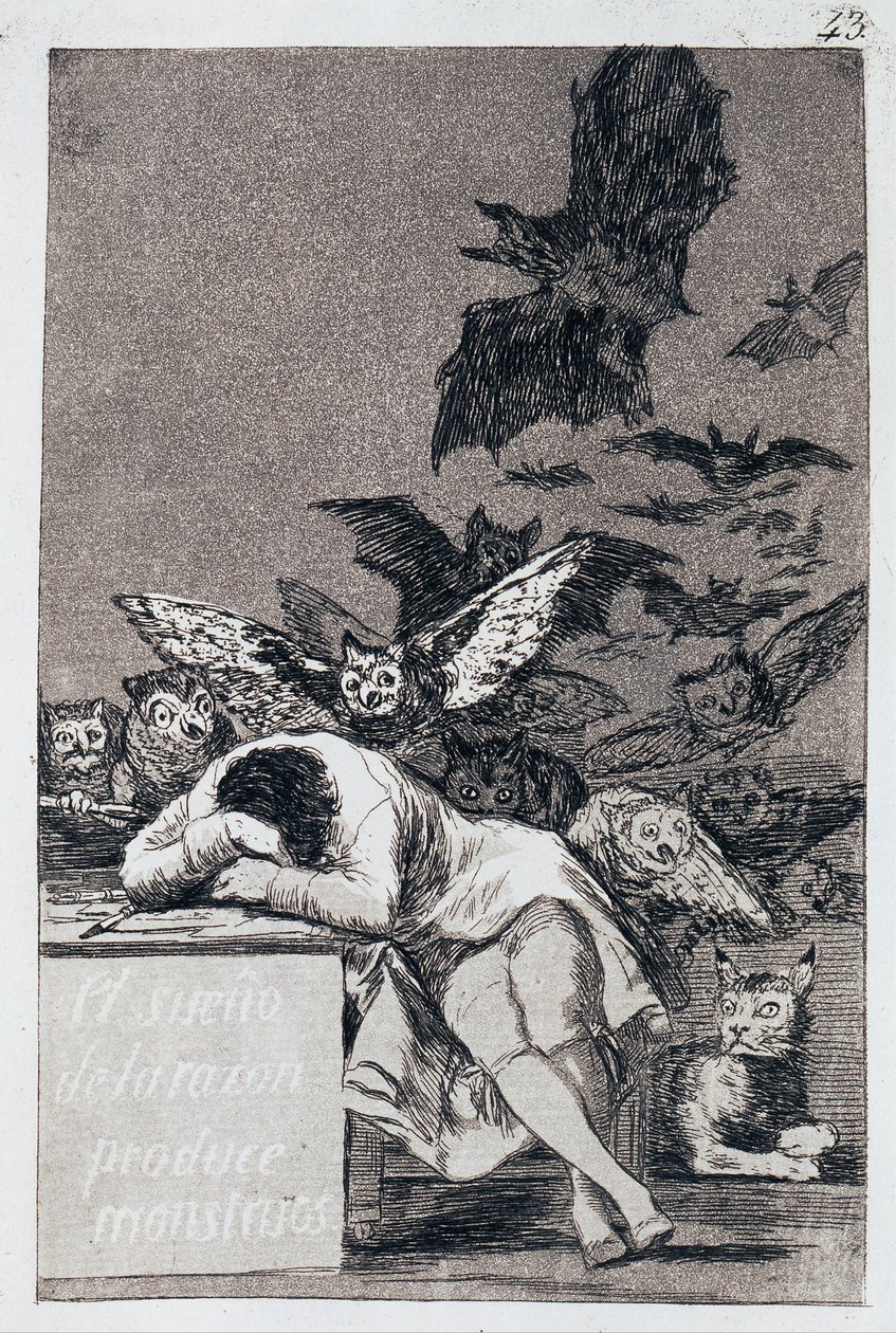 Fornuftens søvn producerer monstre. Capricho nr. 43 af Francisco de Goya