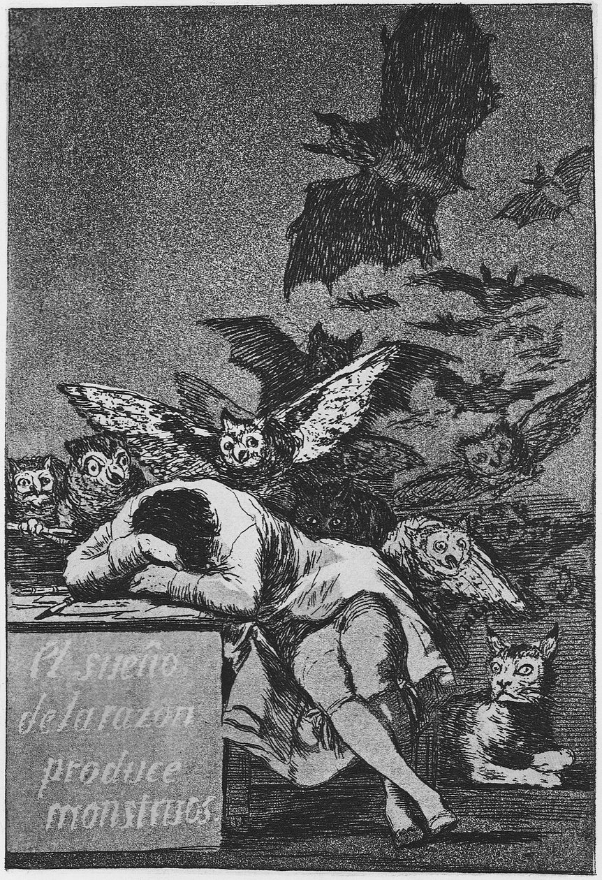 Fornuftens søvn producerer monstre. Capricho No 43, 1797-1798 af Francisco de Goya