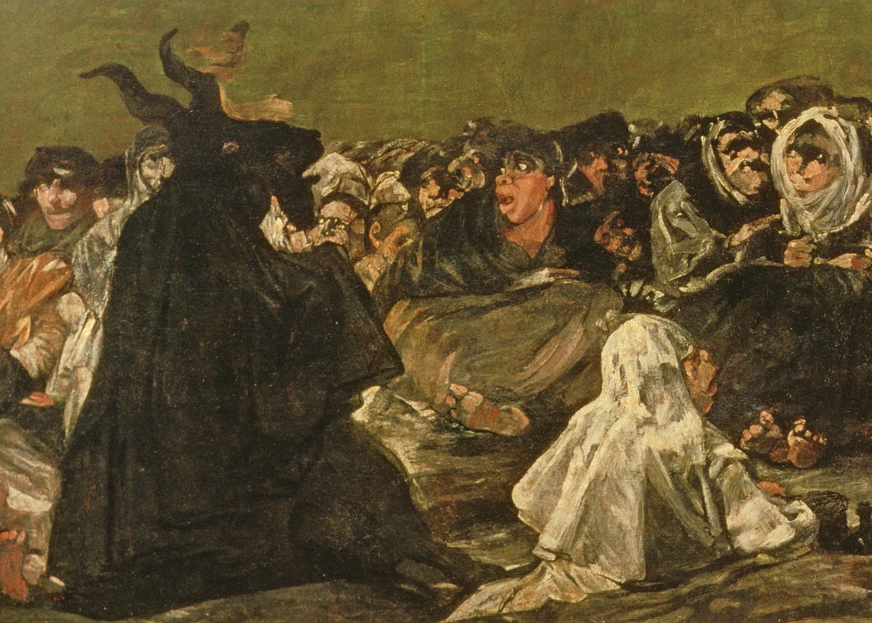 Heksenes sabbat eller den store ged, (et af de sorte malerier), ca. 1821-23 (detaljer fra 38640) af Francisco de Goya