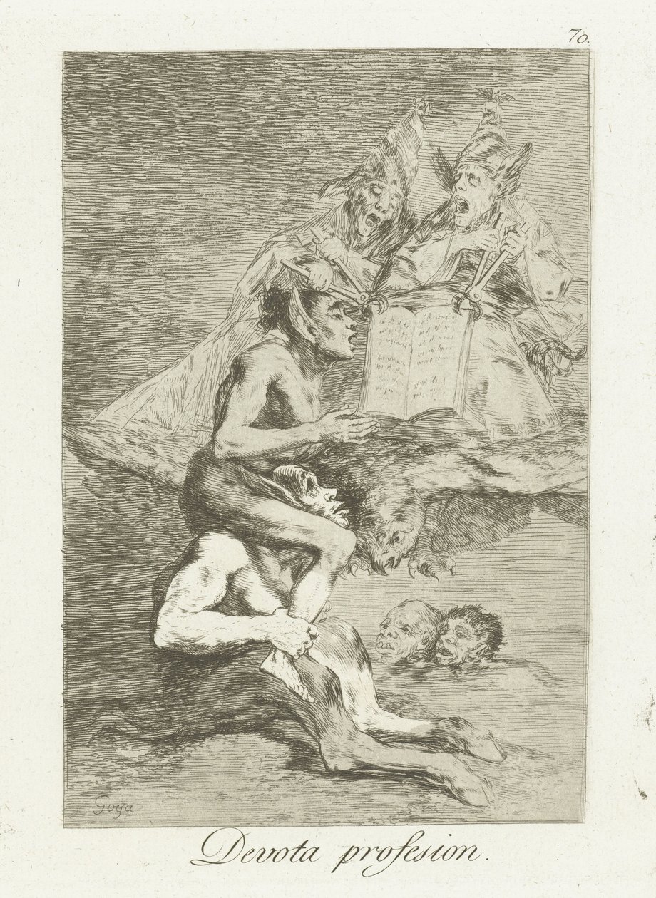 from bekendelse Devota Profesion (titel på objekt) Los Caprichos (serietitel) af Francisco de Goya