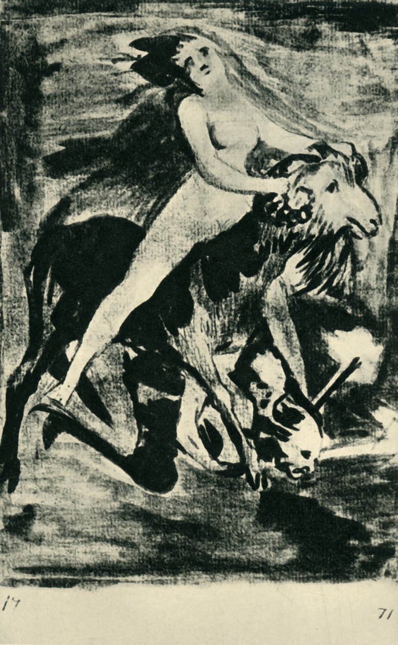 Heks rider på en ged, slutningen af det 18.-begyndelsen af det 19. århundrede, 1943. af Francisco de Goya